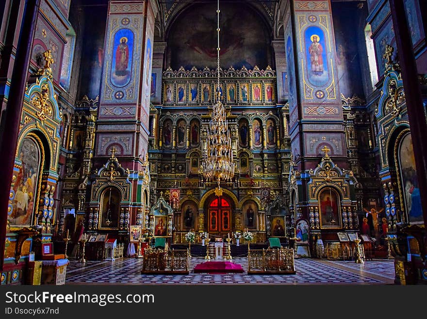 Interior altar decoration of the Ascension Cathedral in Yelets, Lipetsk region