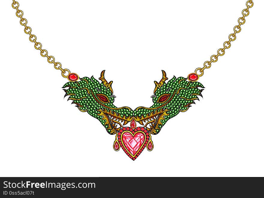 Jewelry Design Fantasy Dragon Necklace.