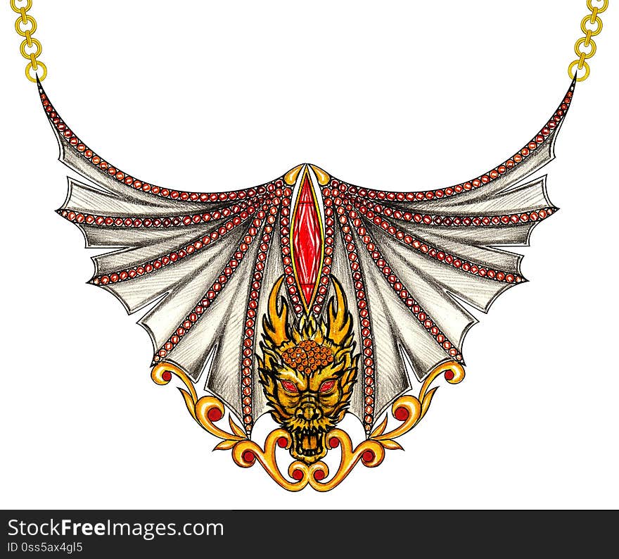 Jewelry Design Fantasy Dragon Necklace.