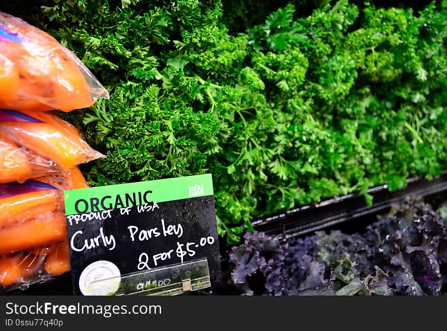 Organic Vegetables in a grocery store.