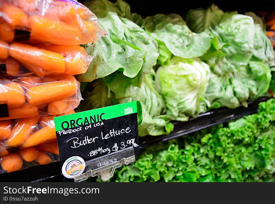 Organic Vegetables in a grocery store.