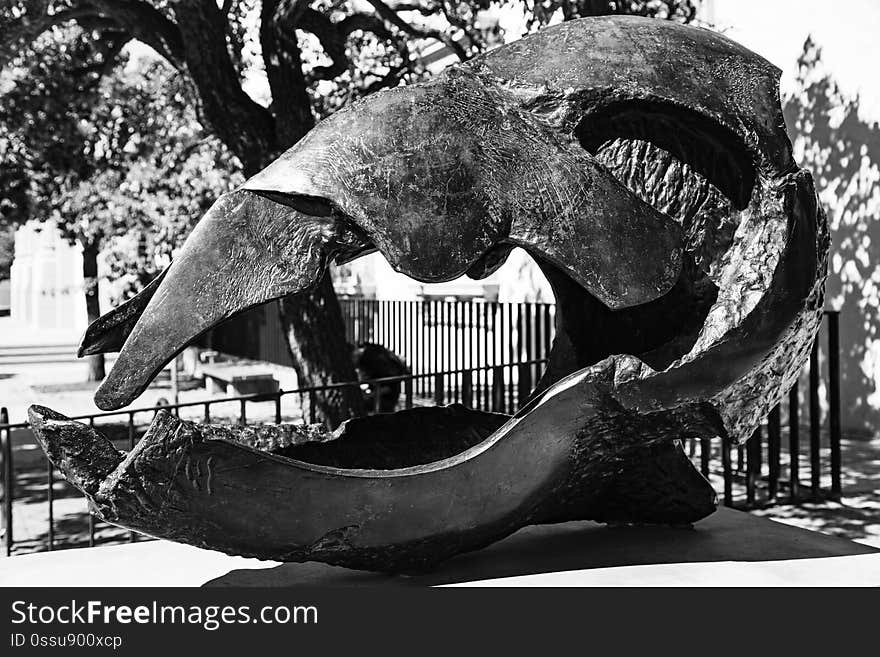 Big Open Skull by Jack Zajac &#x28;American, born 1929&#x29;. Done between 1966 and 1973, it is on display at the San Diego Museum of Art in Balboa Park. San Diego, California