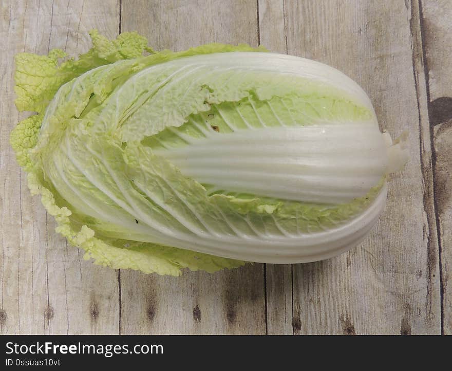 Napa Cabbage on Wood