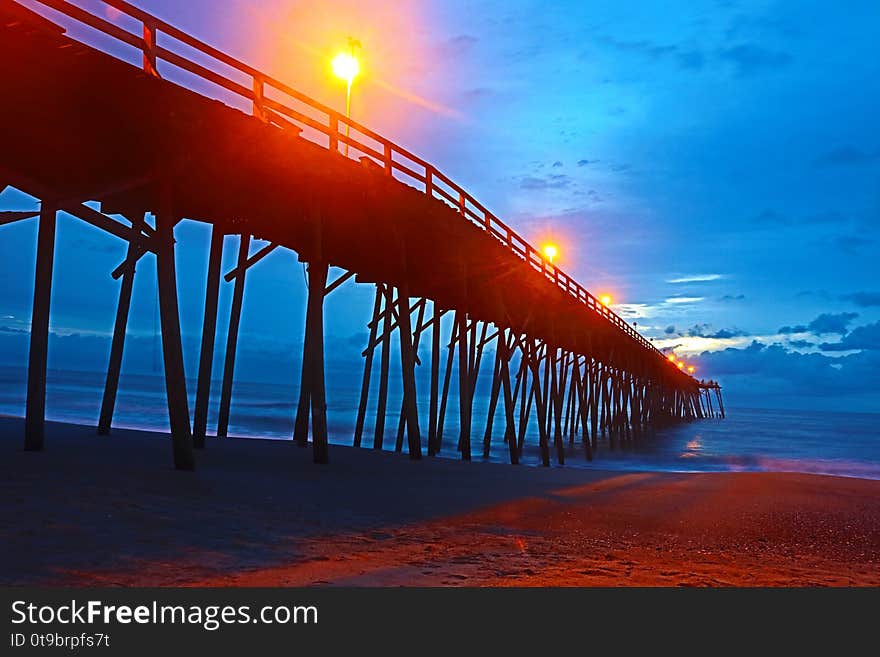 Pier at night time