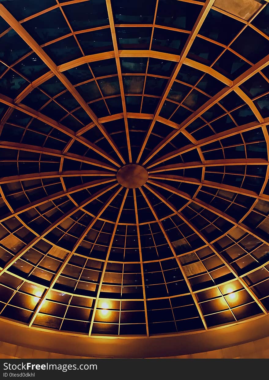 Metallic structures of an interior ceiling of a building  unique stock photo