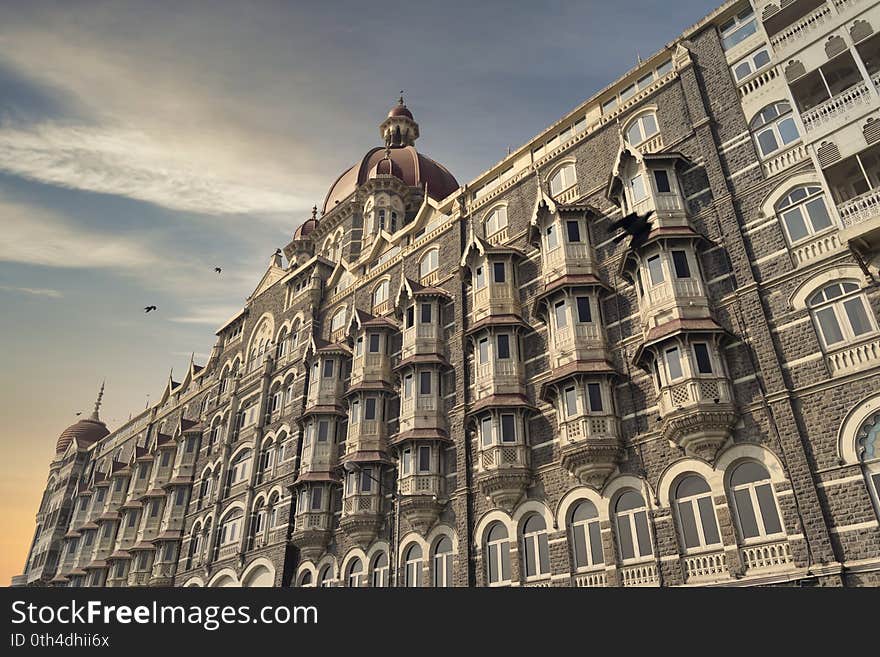 hotel Taj waved at sunset. Mumbai India