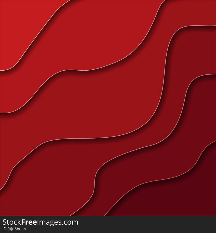 Paper carve abstract wavy red layered background