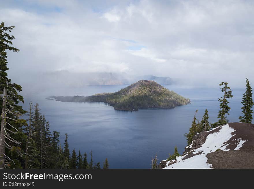 Fog Breaking over Crater Lake