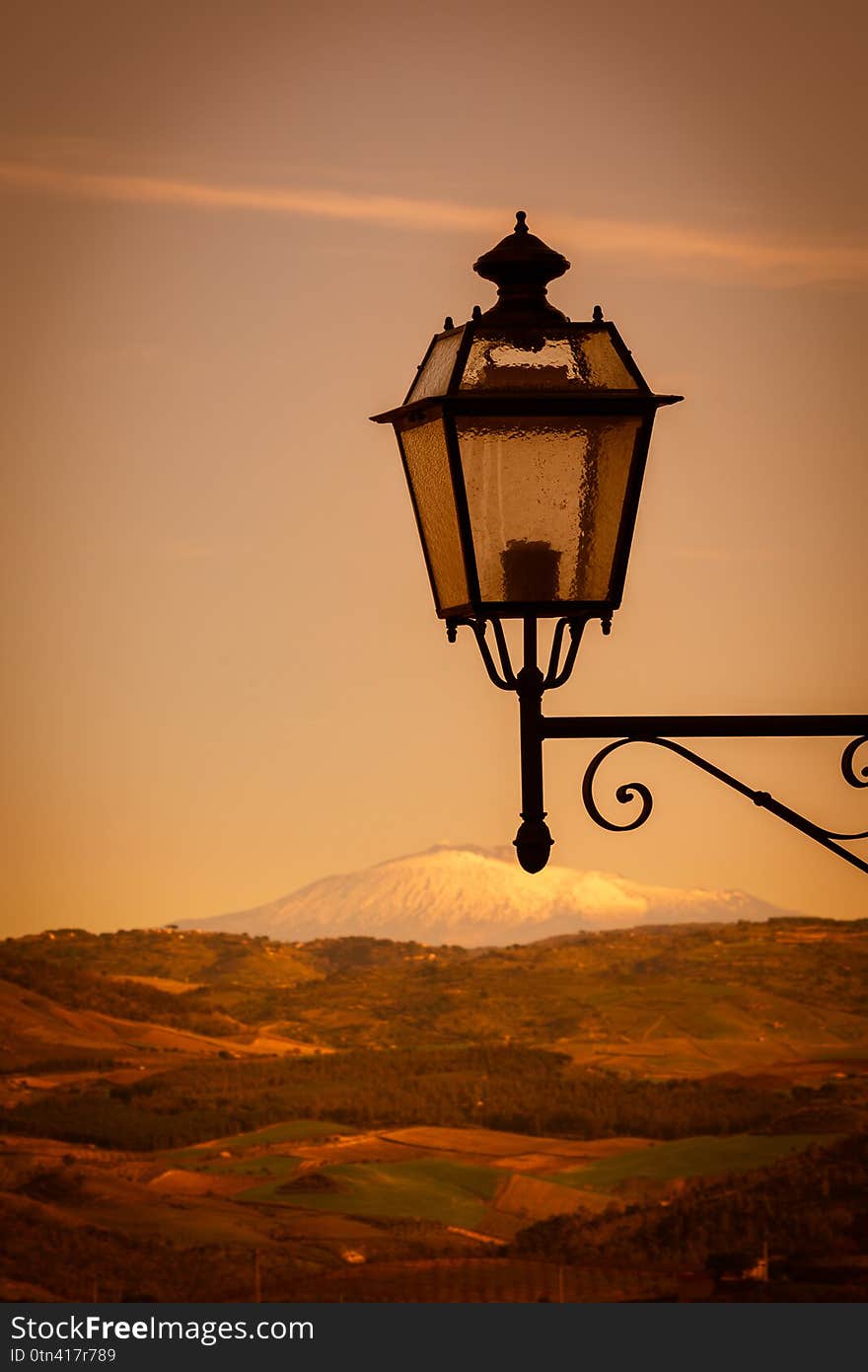 View of Mount Etna from Mazzarino, Caltanissetta, Sicily, Italy, Europe