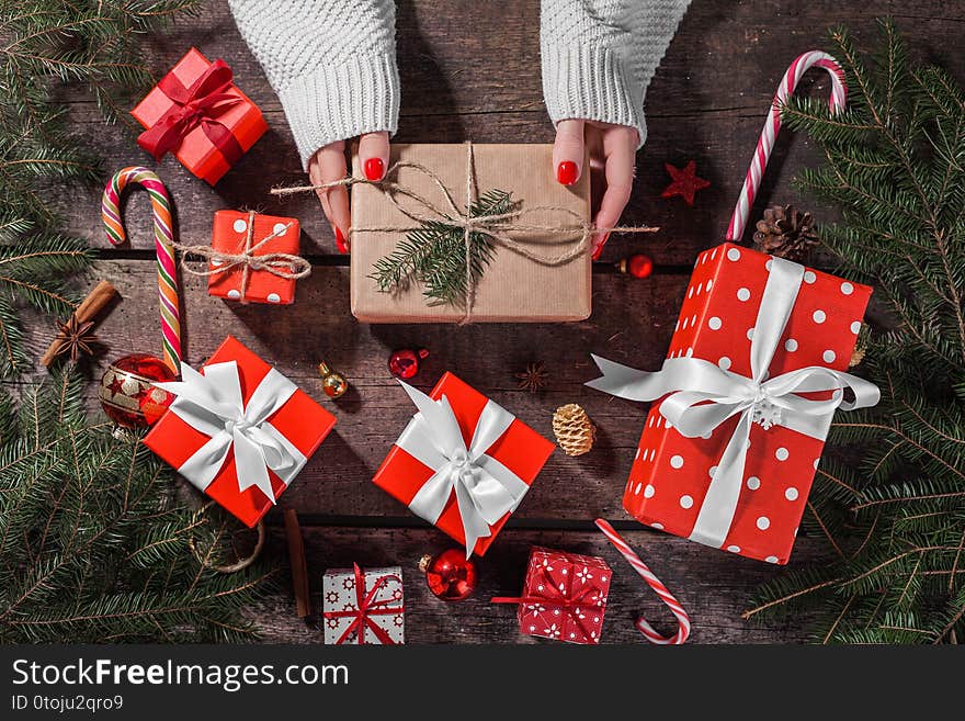 Present box with a ribbon. Present box with a ribbon