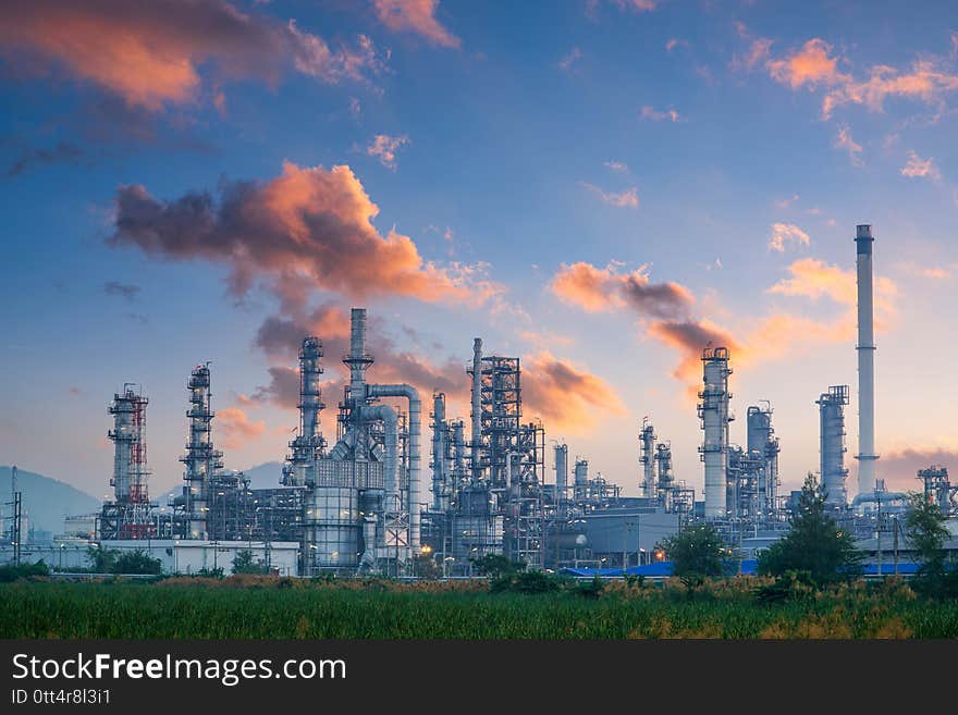 Petrochemical Industry With Twilight Sky