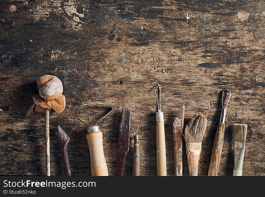 Tools for forming clay.