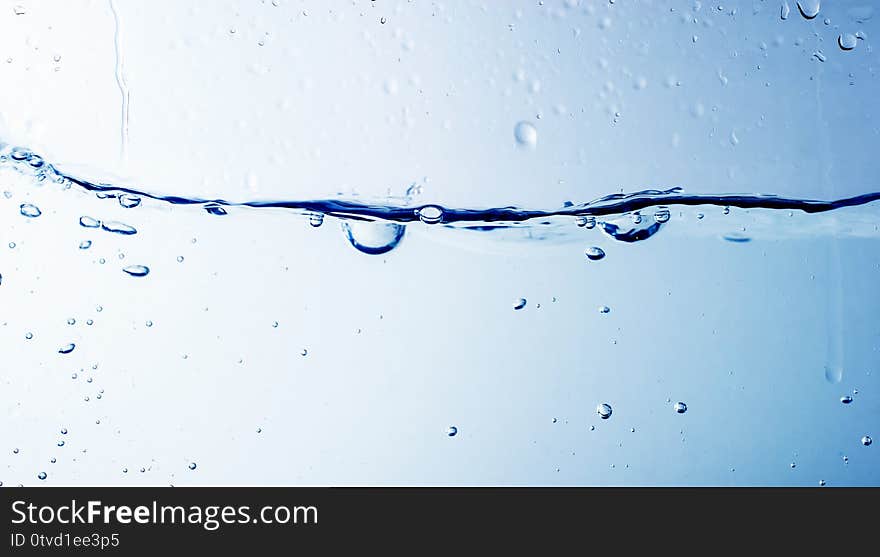 Clean water blue water Water and bubbles on the blue water background