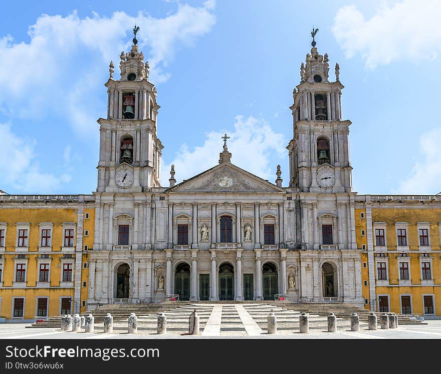 View on Mafra palace on a sunny day, Portugal. View on Mafra palace on a sunny day, Portugal