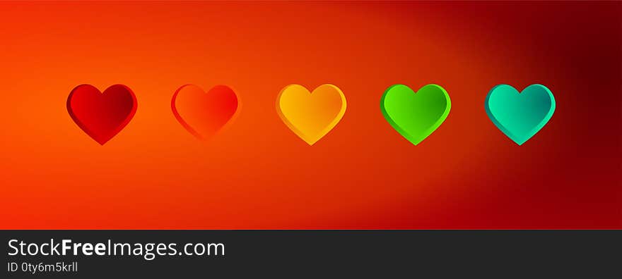 Valentine banners with colorful hearts and red background-  Facebook cover, vector