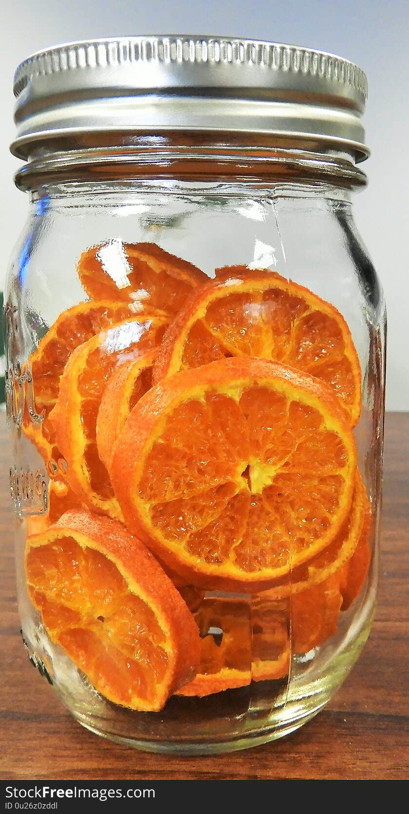 Dried oranges in mason jar