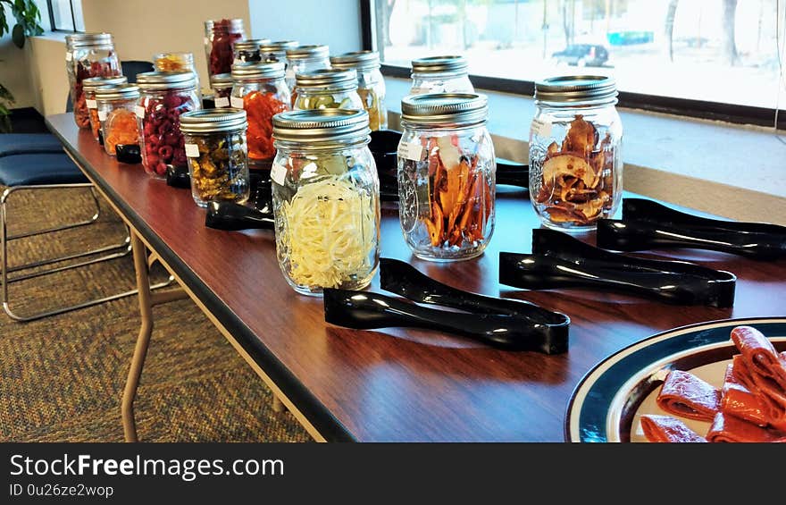 Dehydrated foods on table