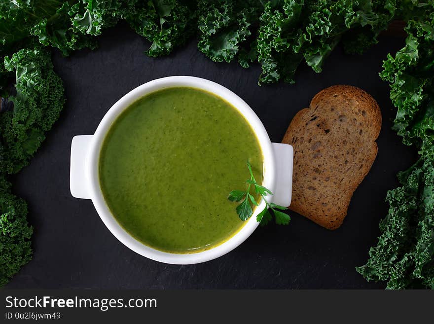 broth or cream of natural vegetables on the plate