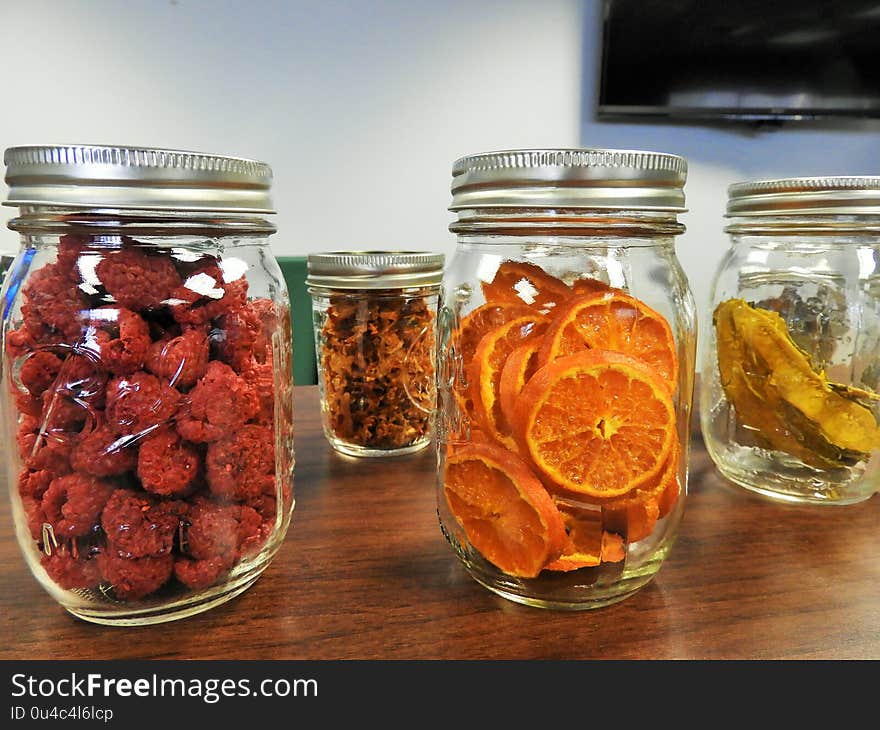 Dried oranges and raspberries