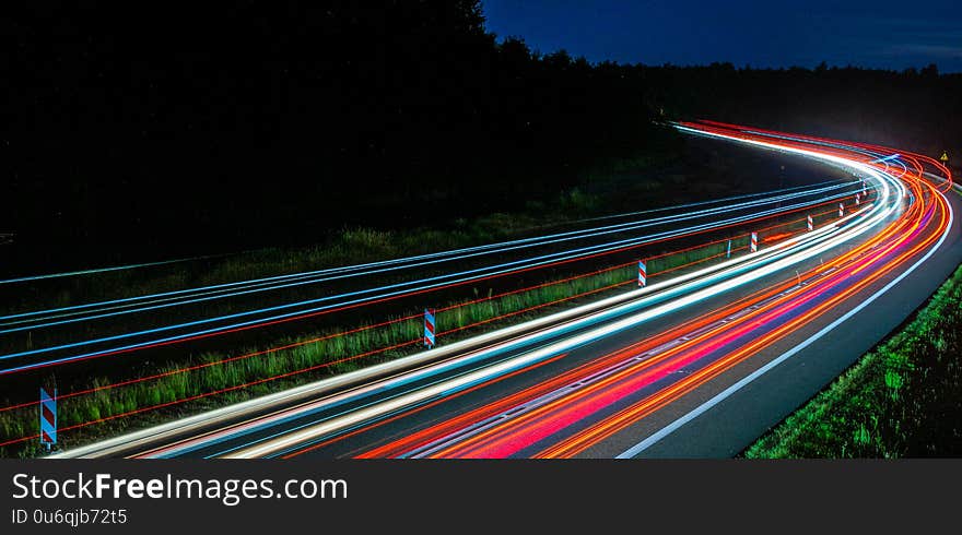 Lights of cars with night