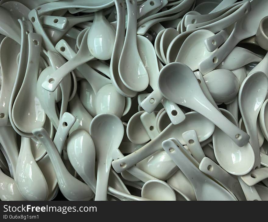 Many of ceramic spoons