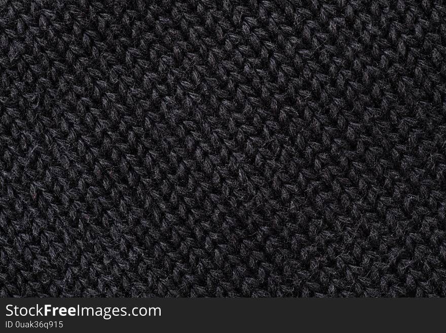 Extreme Close-Up of Black Woolen Texture