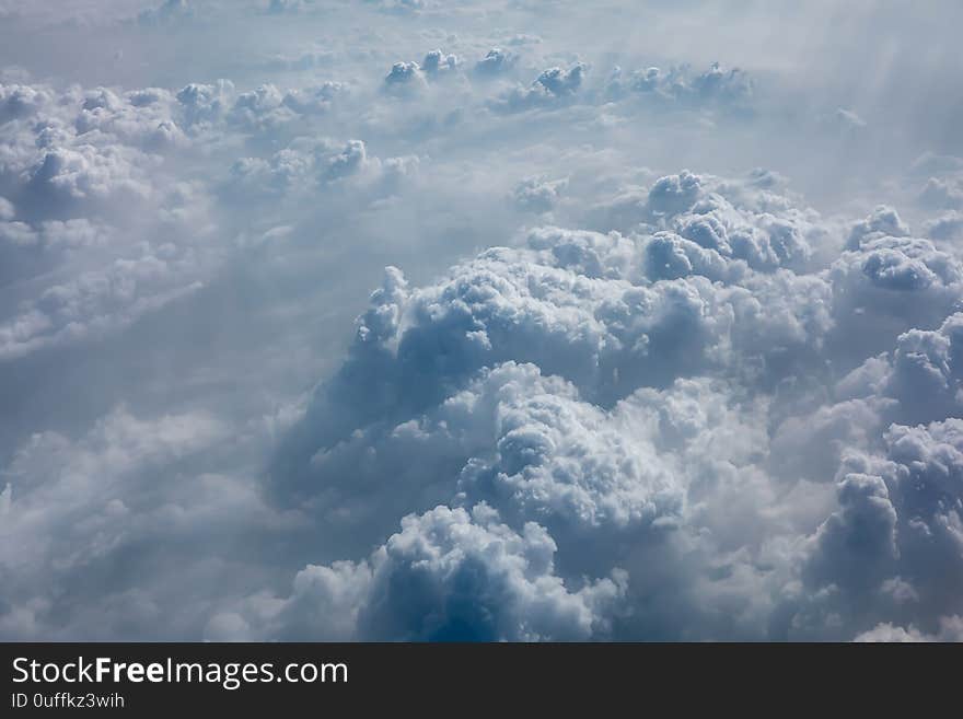 Dramatic White fluffy clouds in the sky