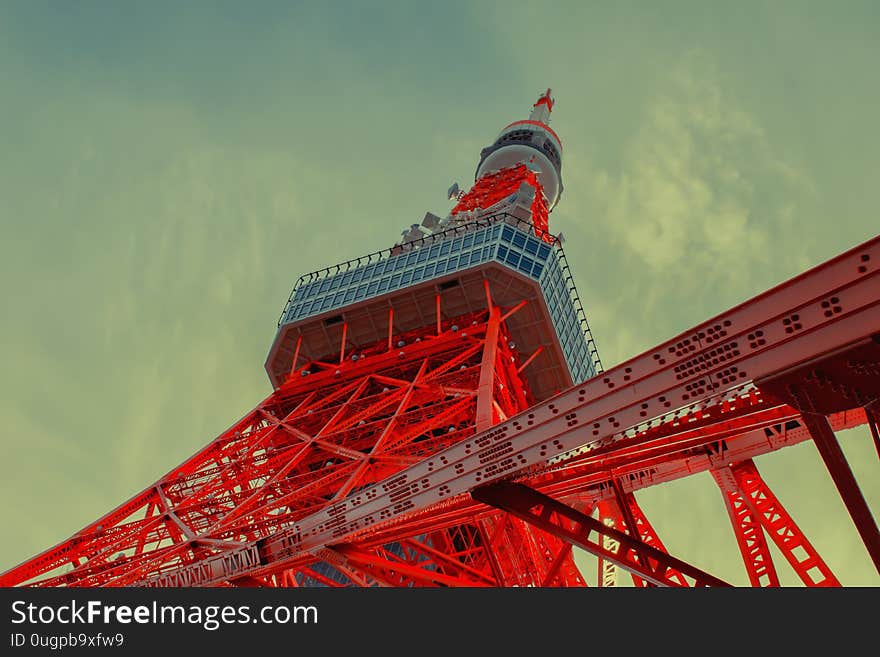 Tokyo Tower with sky and cloud space to place content. Taken in the winter. Photo taken in Shibakoen, Japan on December 24, 2019. Tokyo Tower with sky and cloud space to place content. Taken in the winter. Photo taken in Shibakoen, Japan on December 24, 2019
