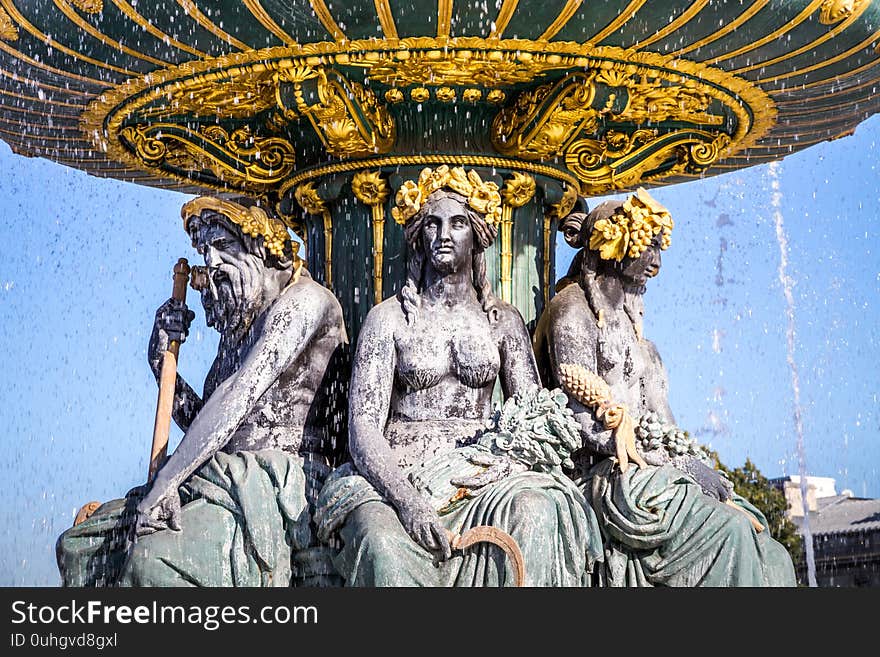 Fountain of the Seas detail, Concorde Square, Paris