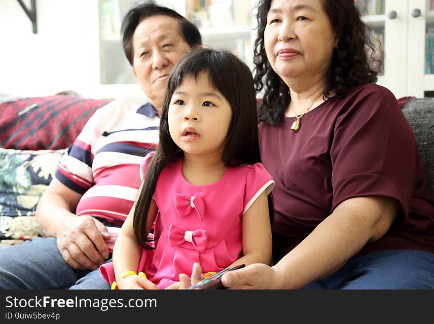 The Asian family in the living room. The Asian family in the living room