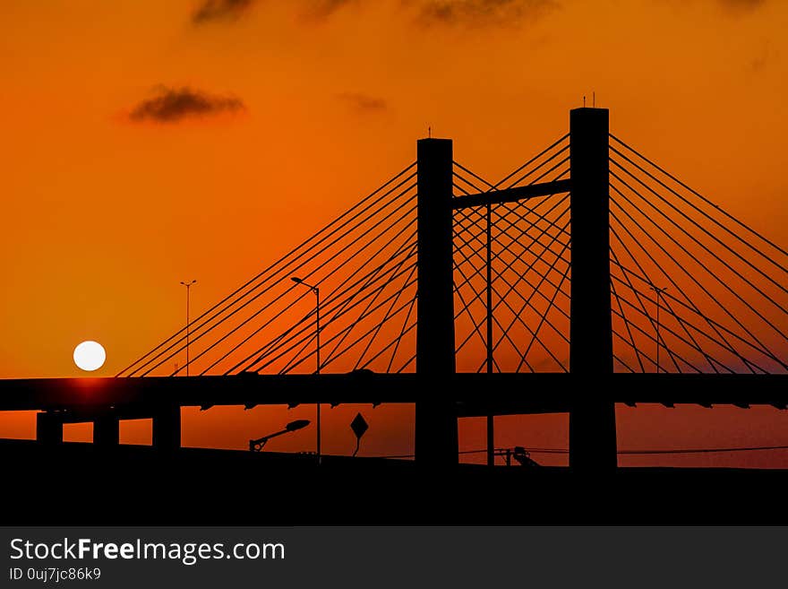 Silhouette of the Lupicínio Rodrigues bridge Porto Alegre, RS at dusk. Silhouette of the Lupicínio Rodrigues bridge Porto Alegre, RS at dusk