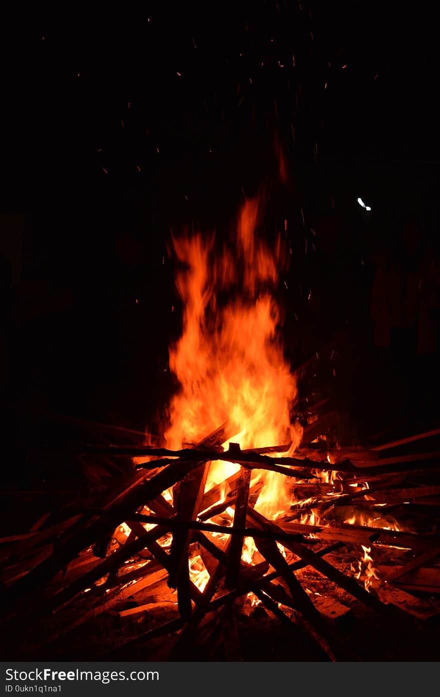 Fire and wood at night. Fire and wood at night