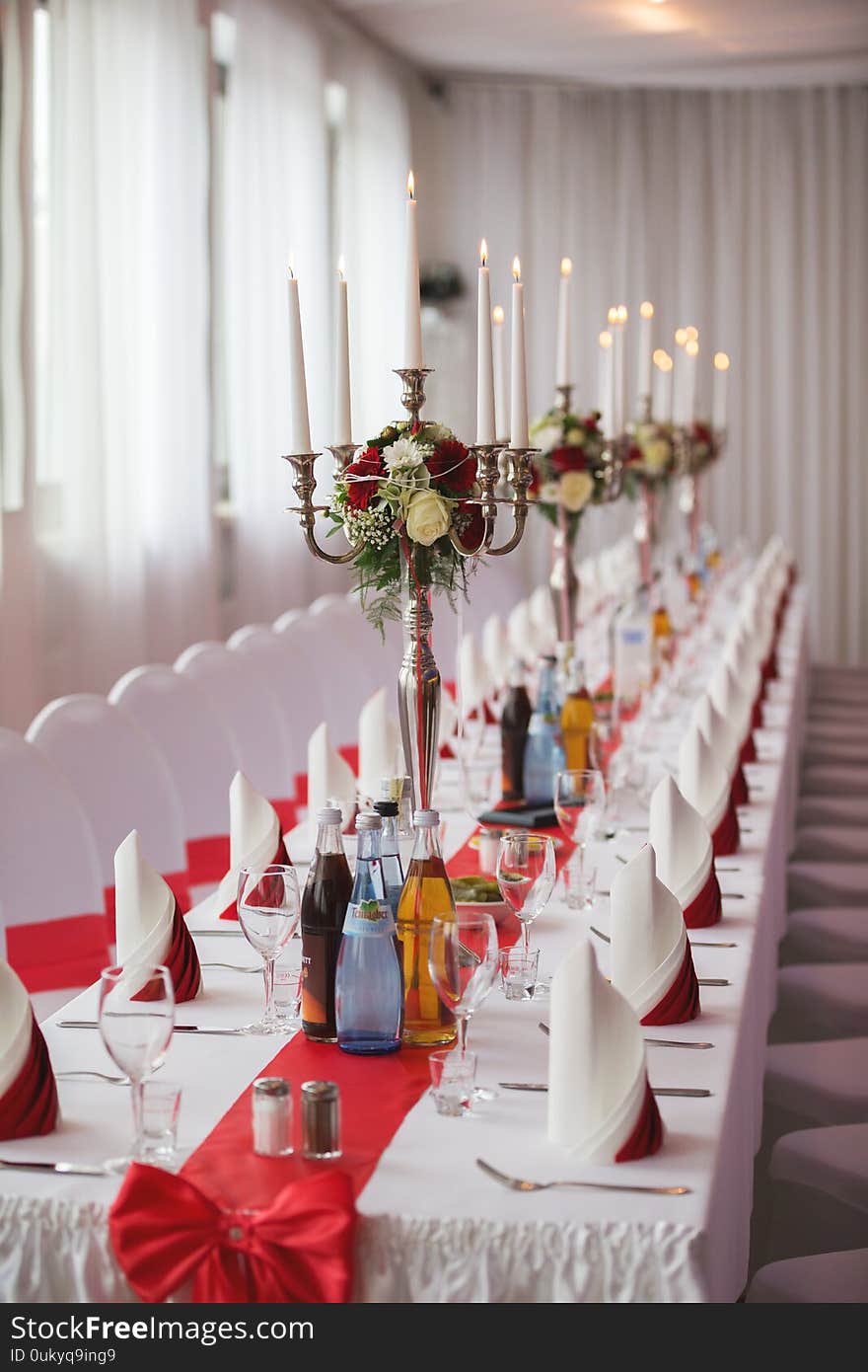 A decoration of a hall for a wedding