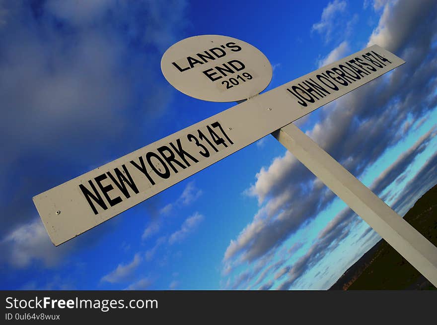 The sign post at Land`s End, Cornwall, England