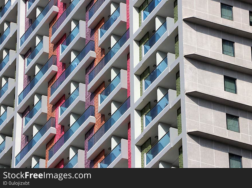 Colorful of building, background picture of exterior tower