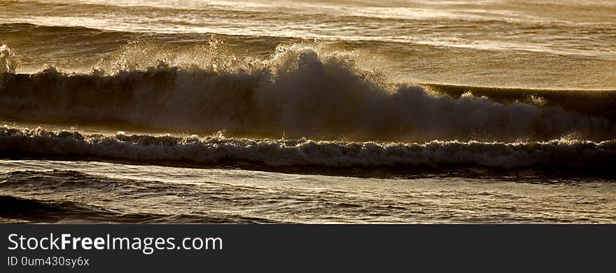 Waves in Atlantic Ocean, Beach at Cape Cross in Namibia. Waves in Atlantic Ocean, Beach at Cape Cross in Namibia