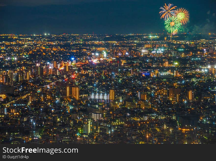 Chofu fireworks visible from the Tokyo Metropolitan Government Building observatory