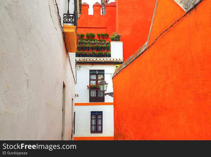 Old town streets in Seville historic center