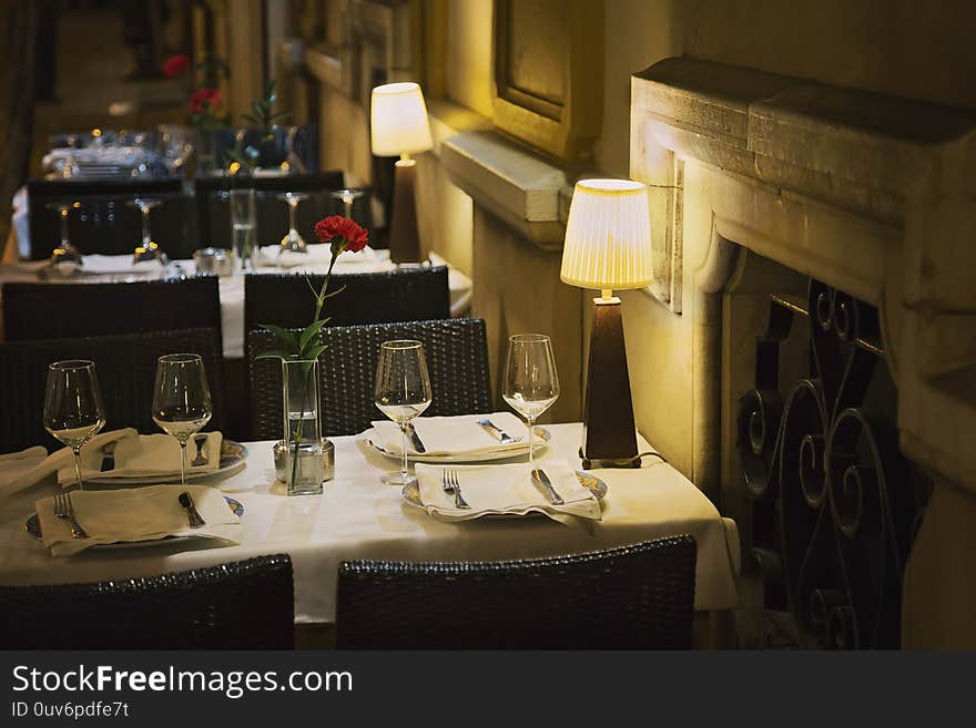 Outdoor spanish street restaurant historic center in Seville