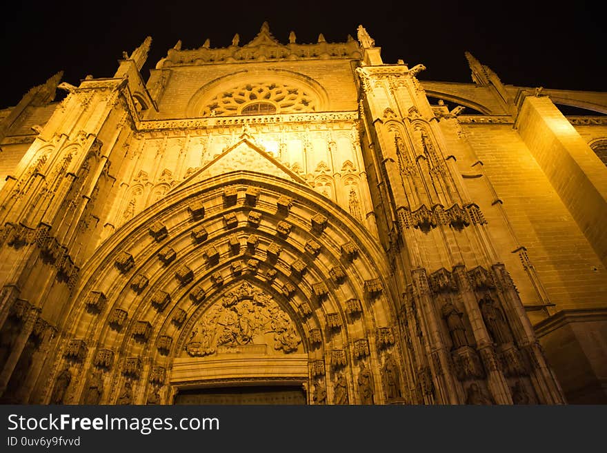 Scenic Seville Santa Maria Cathedral At Night