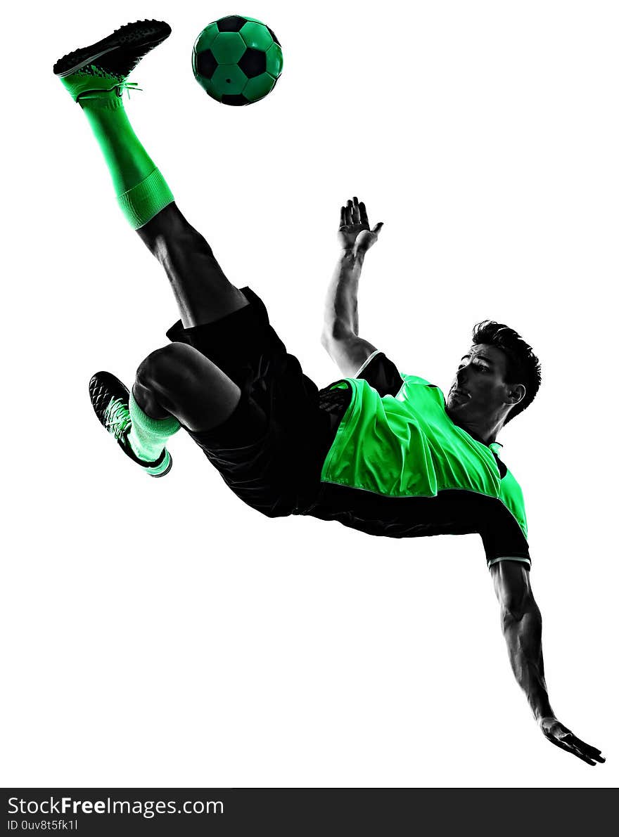 Young Soccer Player Man Silhouette Shadow Isolated White Background