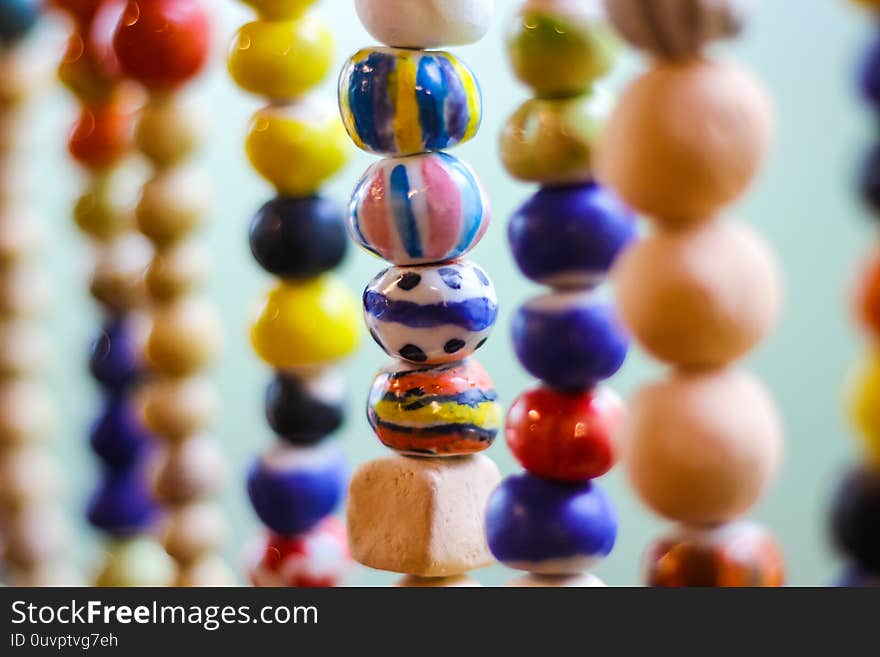 Ceramic beads Brought together A bead curtain