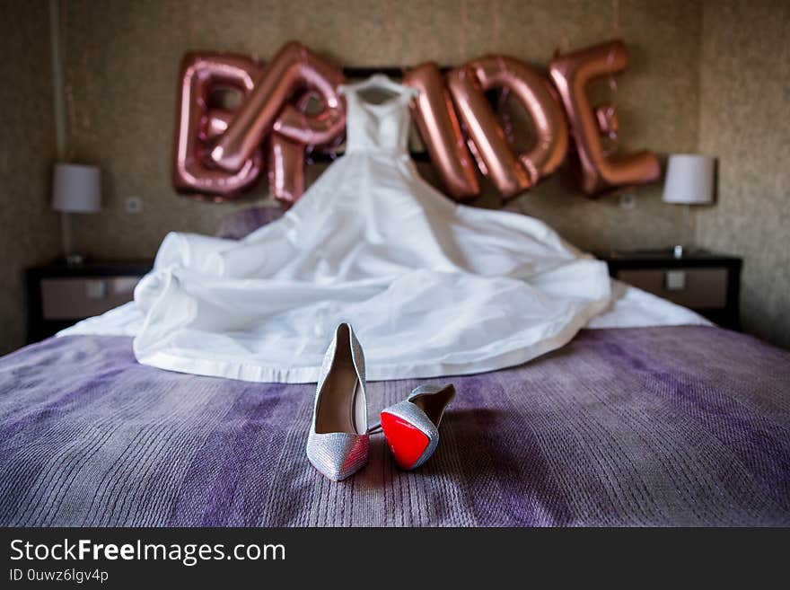 Morning bride dress shoes gathering celebration wedding. Morning bride dress shoes gathering celebration wedding