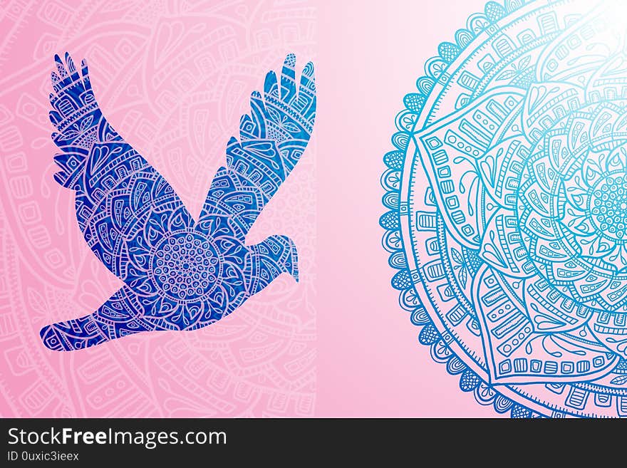 Colorful background with mandala element. Vintage decorative elements. Islam, Arabic, Indian, Ottoman motifs