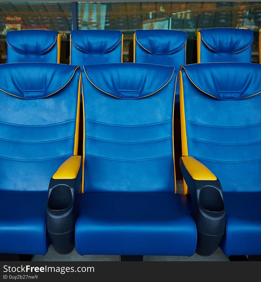 Blue chair on sport stadium