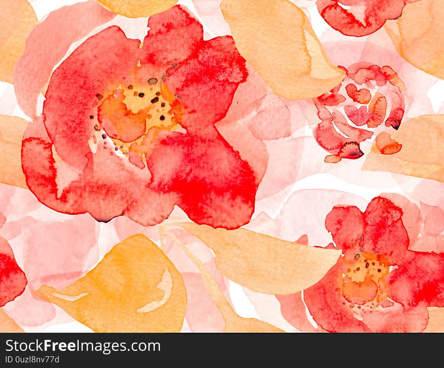 Watercolor Leaves Seamless Pattern.