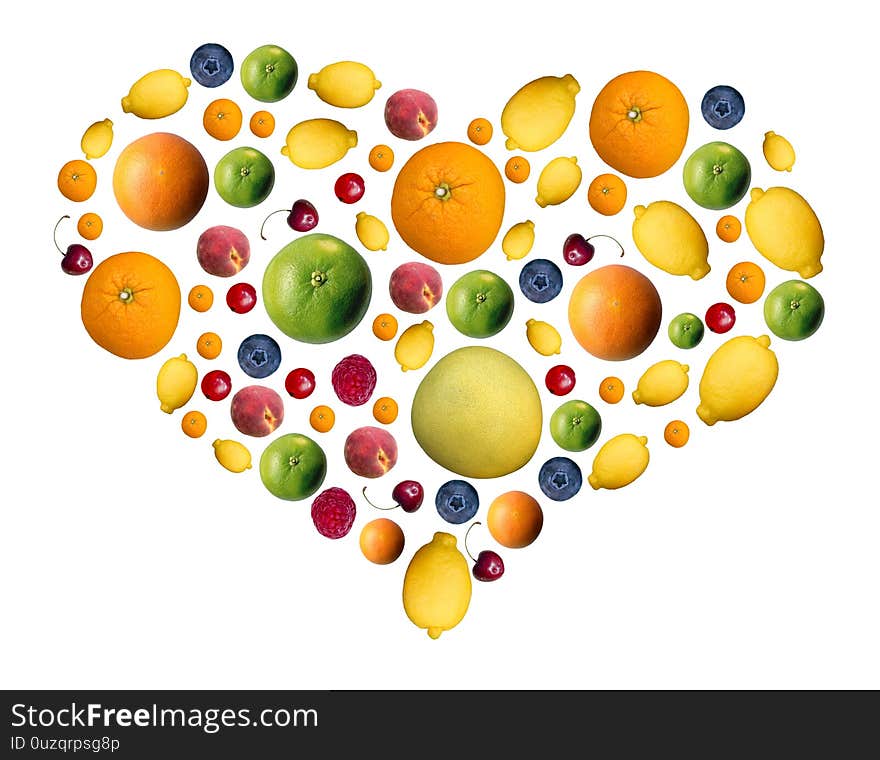 Heart from citrus fruit  and berries