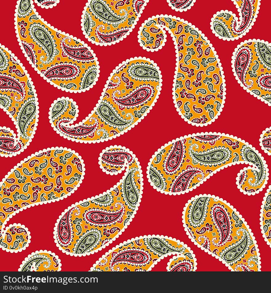 Seamless pattern of a beautiful paisley design