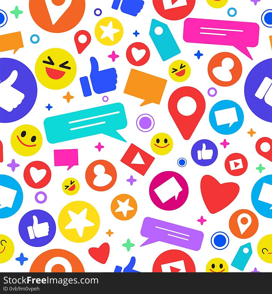 Cute social network icons seamless background,vector illustration.