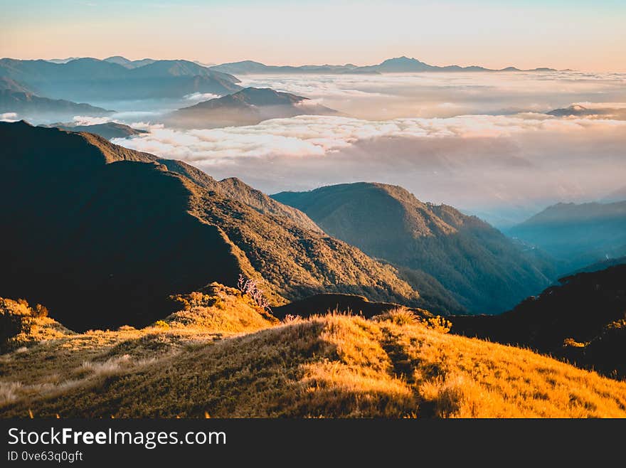 Scenic view of the sea of clouds at the summit of  Mount Pulag National Park, Benguet, Philippines